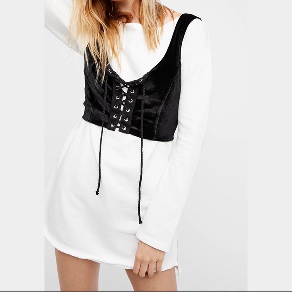 Free People Tops - Free People Velour Shrunken Corset Vest